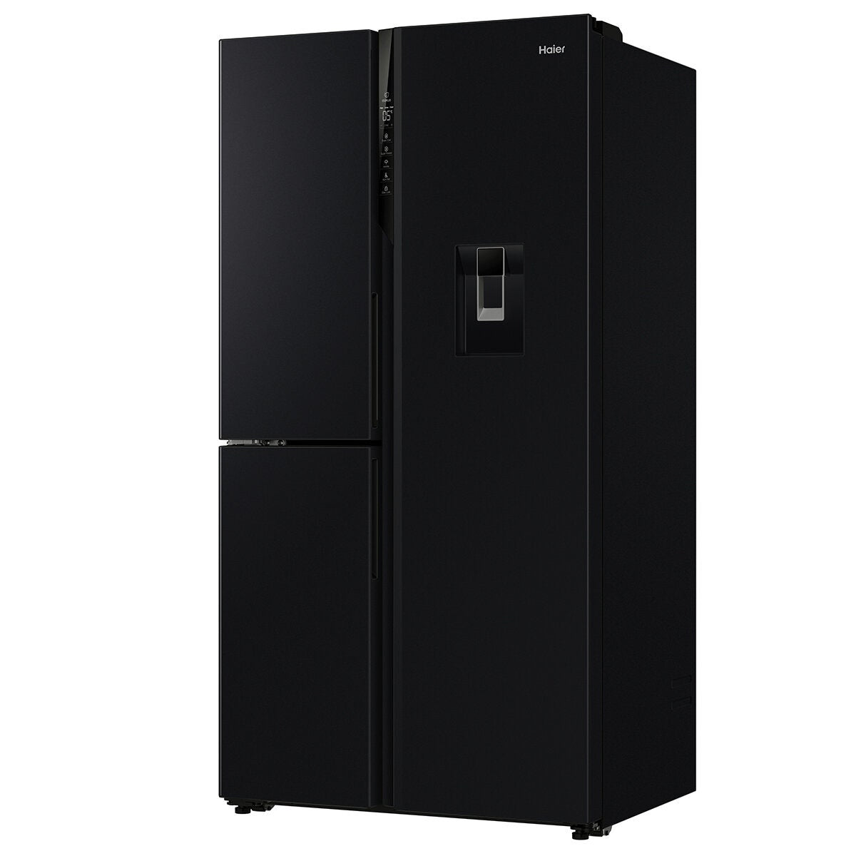 Haier 574L Three Door Side by Side Fridge - Black, Non-Plumbed Water Dispenser, 4 Star - HRF575XHC