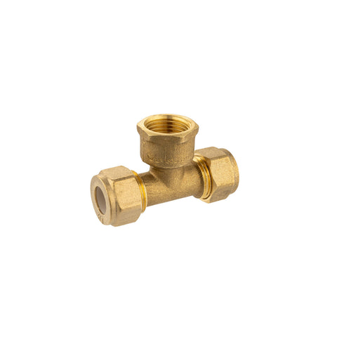 Brasshards 15C x 15C x 15FI Brass Female Centre Compression Tee Lead Free