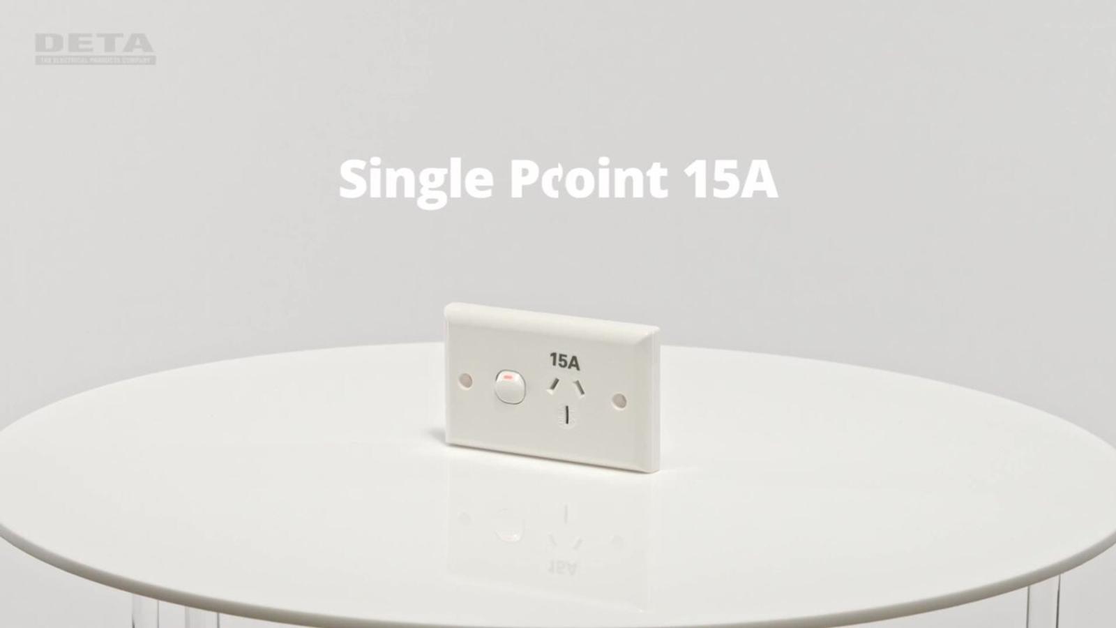 DETA 15A Solid Plate Single Power Point, White Polycarbonate, Indoor (3215B)