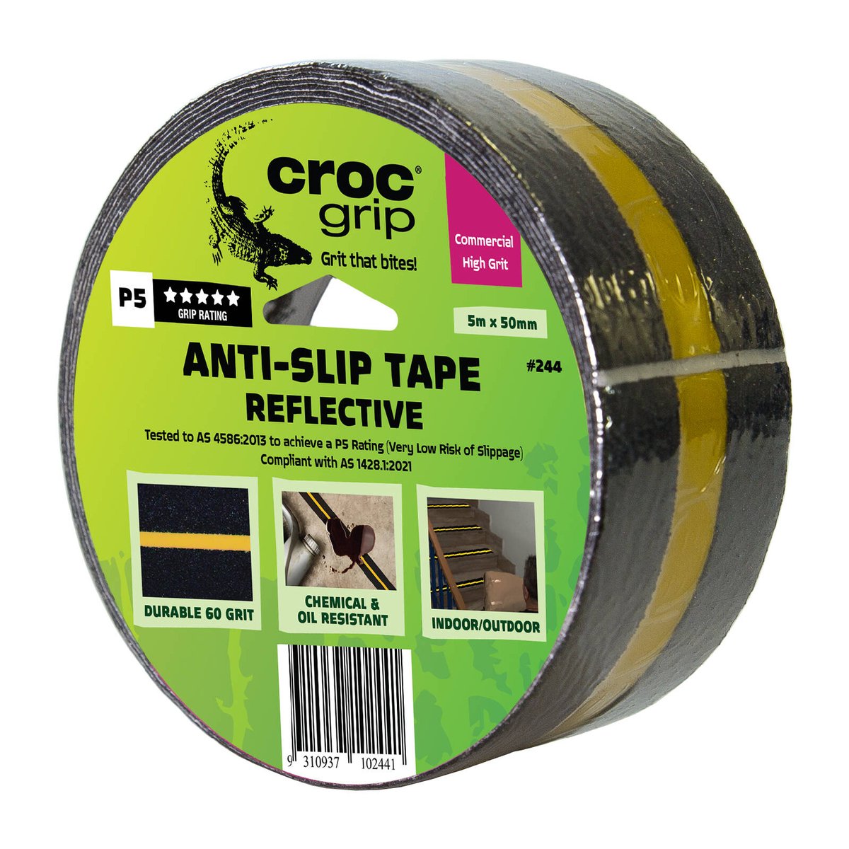 Croc Grip 5m x 50mm Reflective Anti-Slip Tape - Black