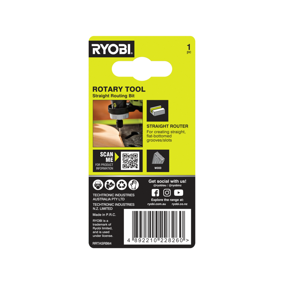 Ryobi 6.4mm Straight Router Bit - 3.2mm Shank - Precision Cutting Tool - SuperSaverAU - view 2