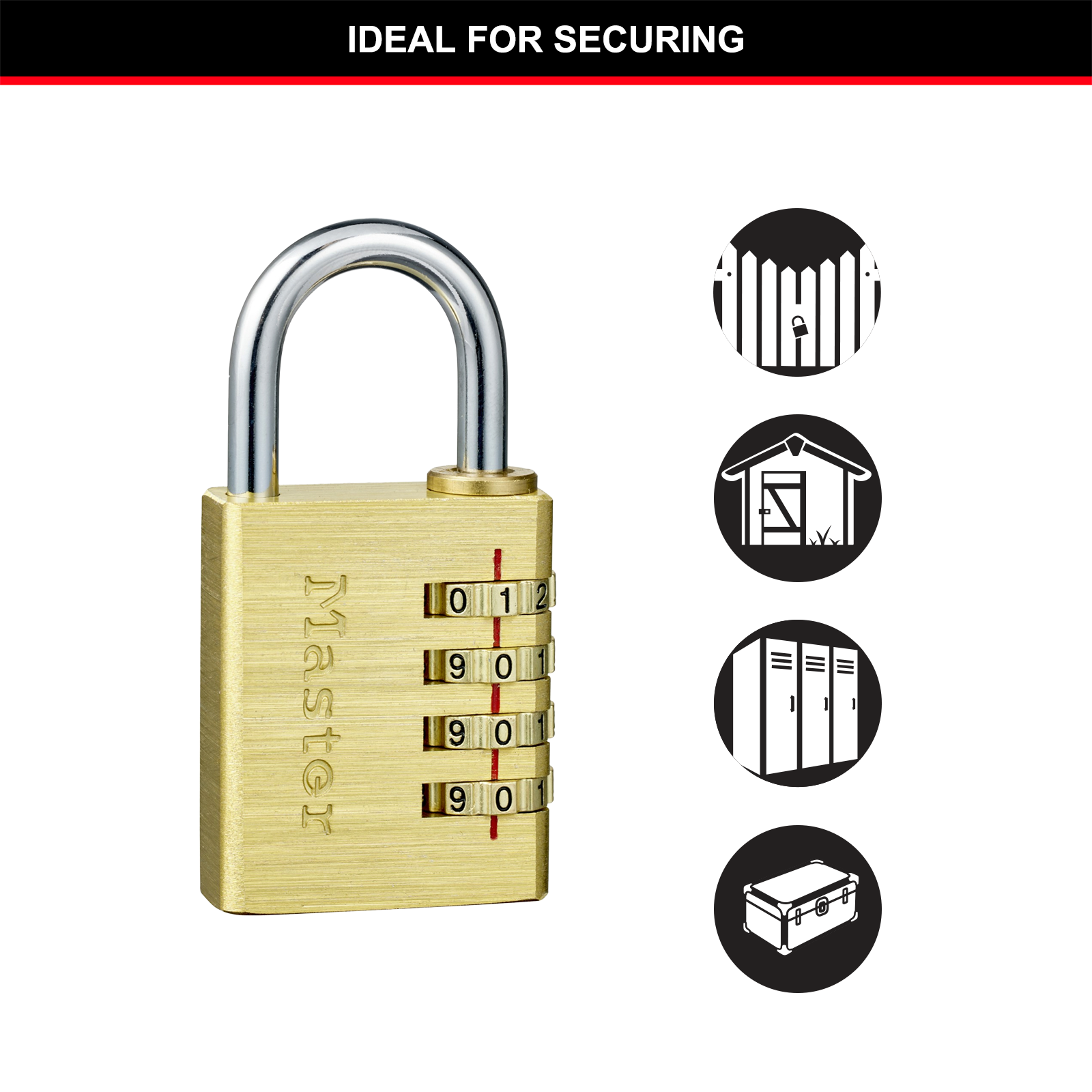 Master Lock 40mm Brass Finish Aluminium Combination Padlock