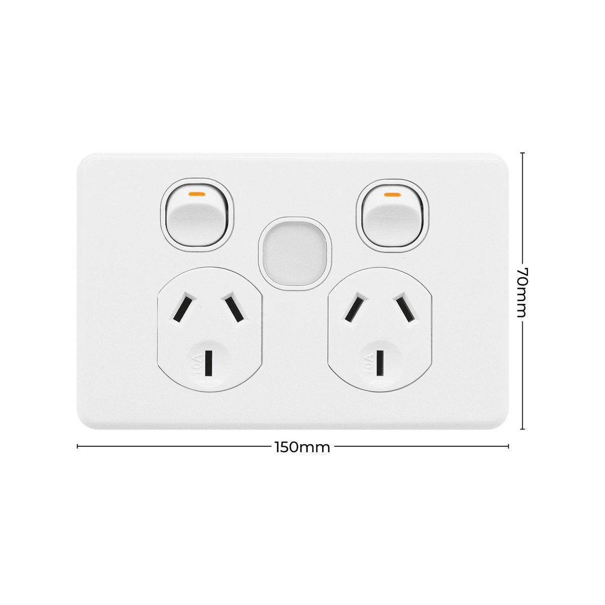 Deta x6 White Double Power Point 2 Outlets 150mm - Dimmable Night Light - SuperSaverAU - view 4