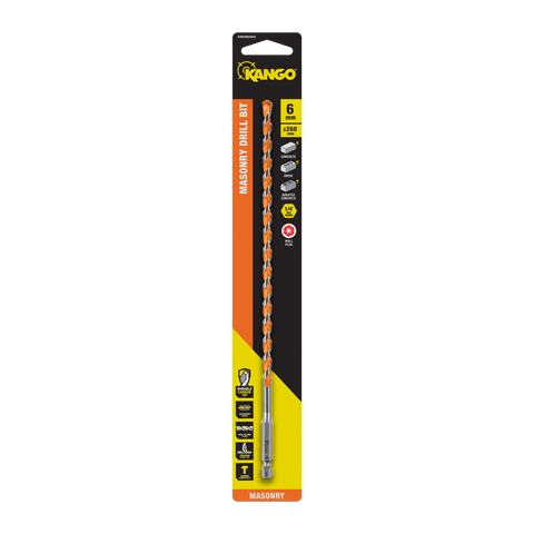 Kango 6 x 260mm 1/4" Hex Shank Masonry Drill Bit - Long Carbide