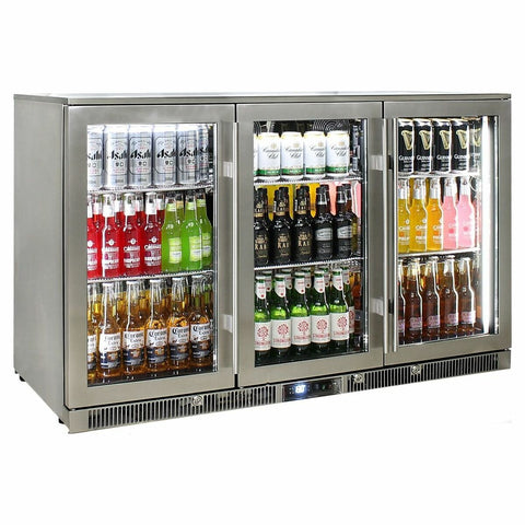 Rhino 388L 3 Door Beverage Centre - 316 Stainless Steel, Heated Doors, Lockable - ENV3H-SS