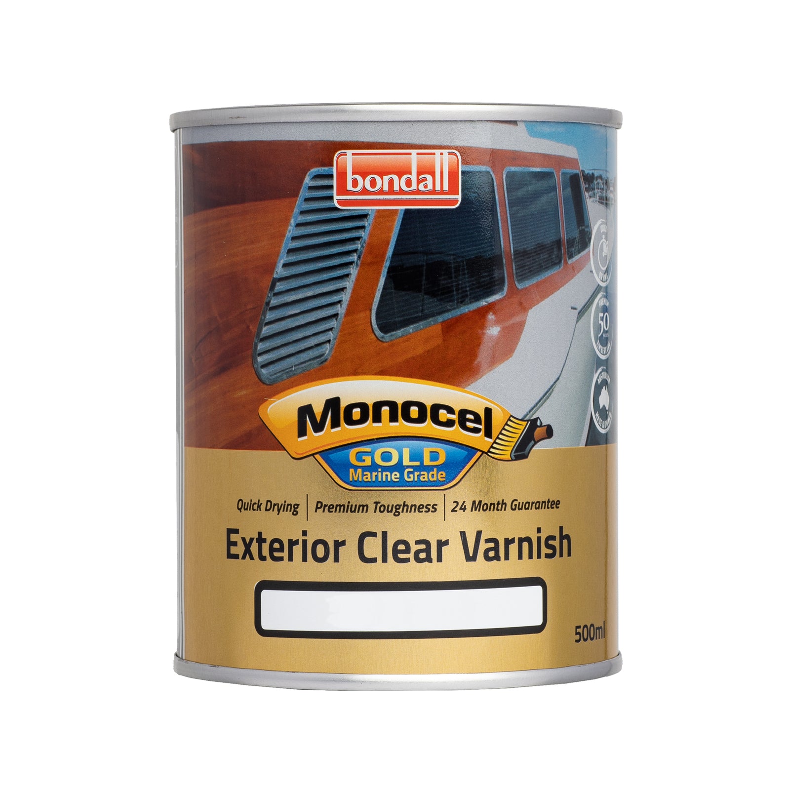 Bondall 500ml Monocel Gold Marine Gloss Clear Timber Varnish, Polyurethane UV Resistant