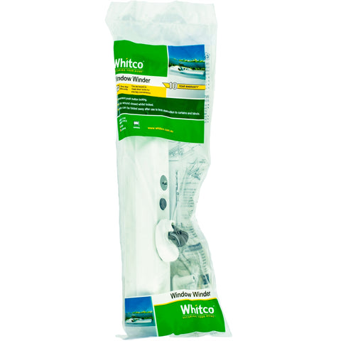 Whitco Lockable Window Winder, White Zinc Diecast, 2 Keys, Awning Windows