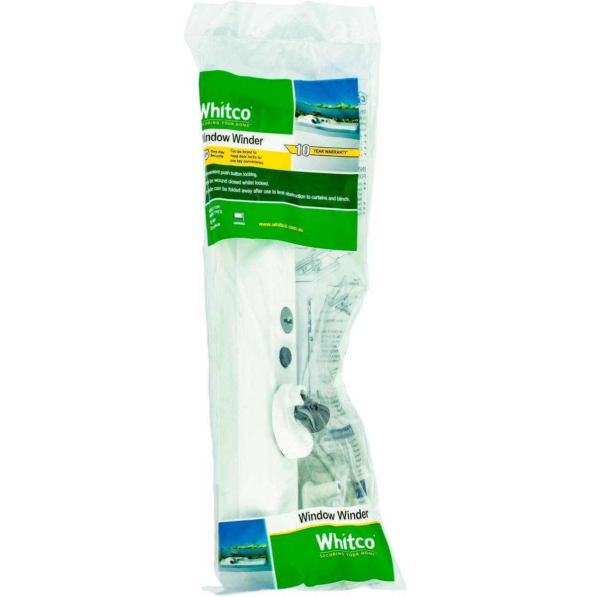 Whitco Lockable Window Winder, White Zinc Diecast, 2 Keys, Awning Windows