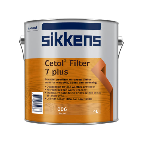 Sikkens Cetol Filter 7 Plus 4L Light Oak Oil Based Timber Finish Satin UV Resistant