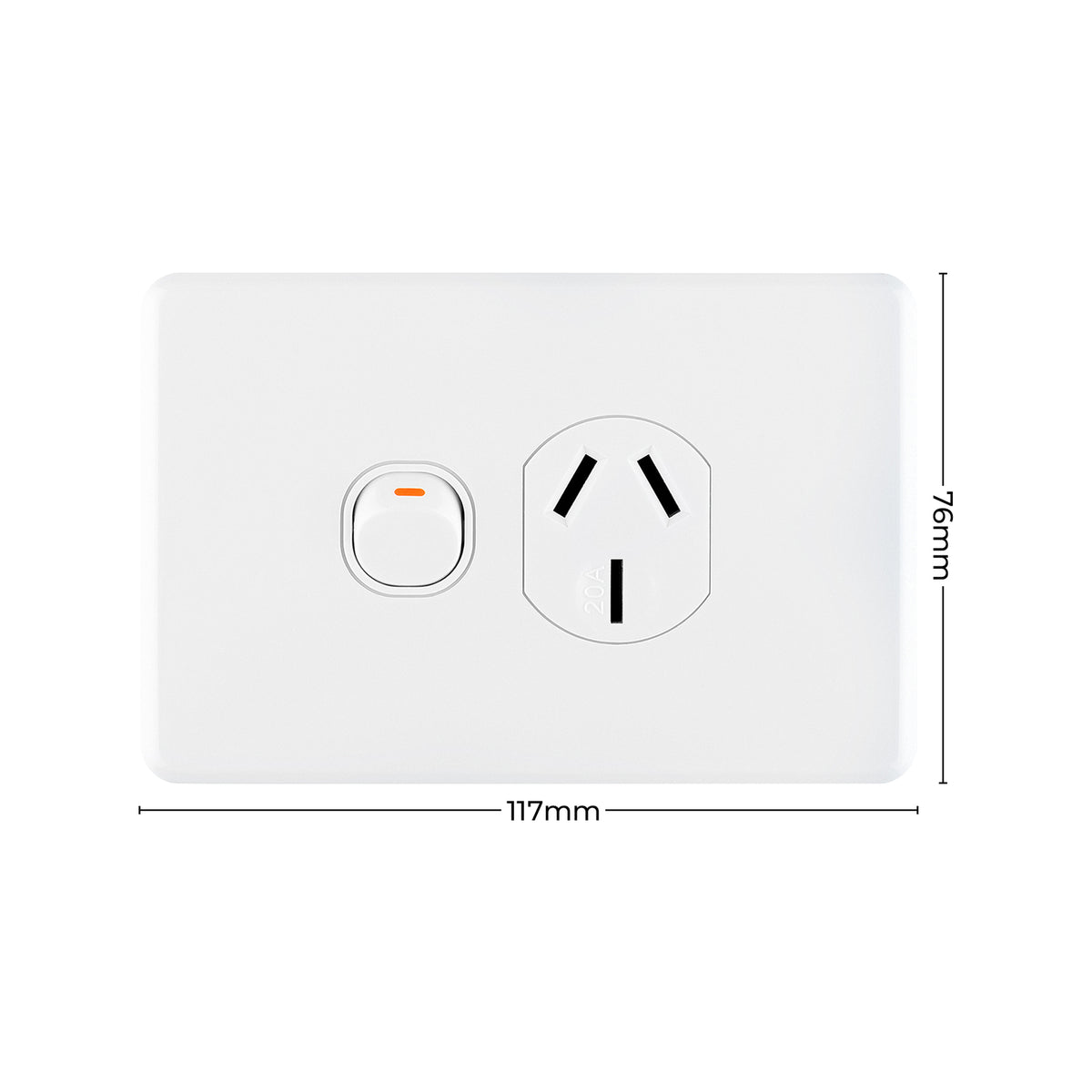 DETA X6 20A Single Power Point, White Polycarbonate, 250V, Clip-On Cover (6250B)