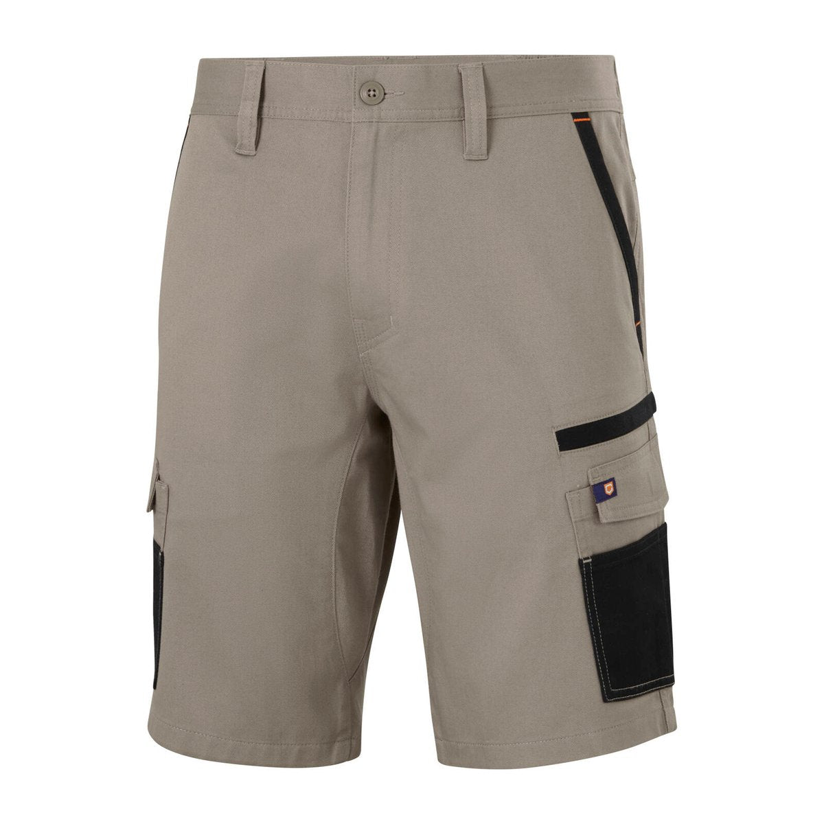 Citeco Khaki Cotton Stretch Cargo Mid Shorts - 245gsm Twill, Size 87R