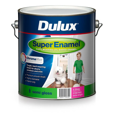 Dulux Super Enamel Paint Semi Gloss 4L Extra Bright Durable Finish - SuperSaverAU - view 1