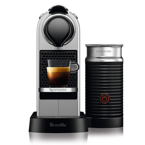 Breville CitiZ Nespresso capsule machine 1L - Silver, Aeroccino3 milk frother, 19 bar pump - BEC660SIL
