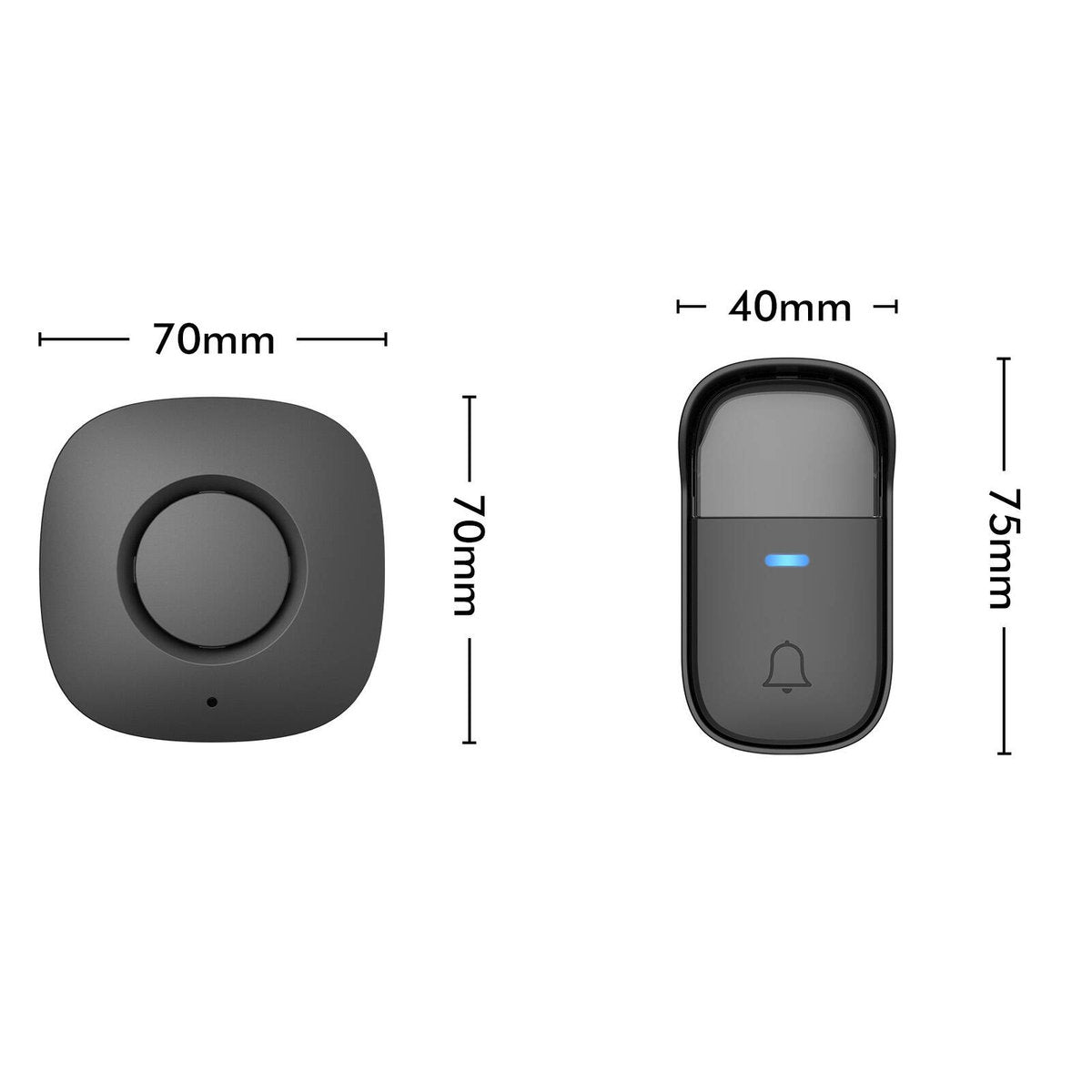 Arlec Black Plug-in Wireless Door Chime With 150m Kinetic Push Button KDC02BK