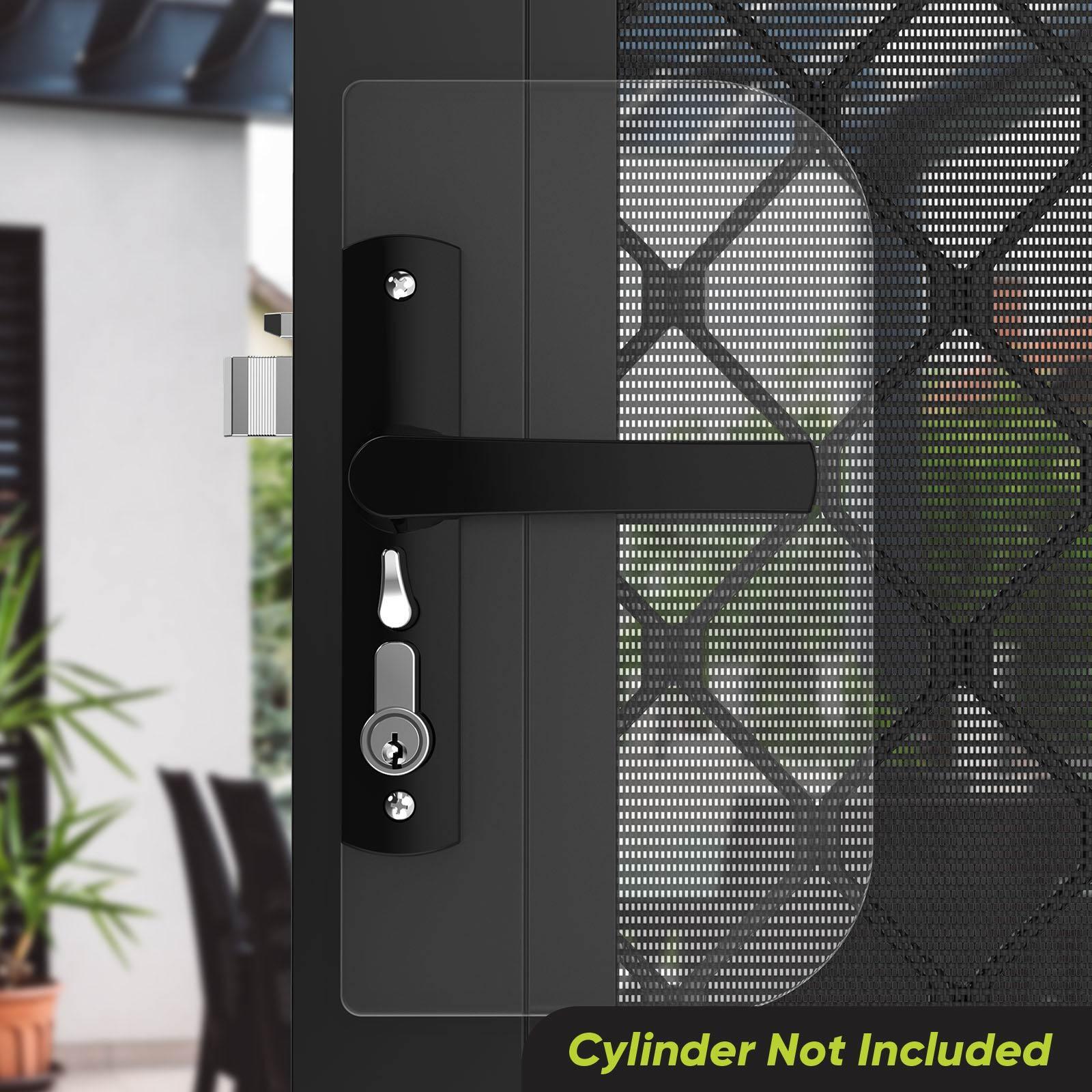 Rolltrak Black Non-Keyed Hinged Screen Door Lock, Alloy, Powder Coated Finish