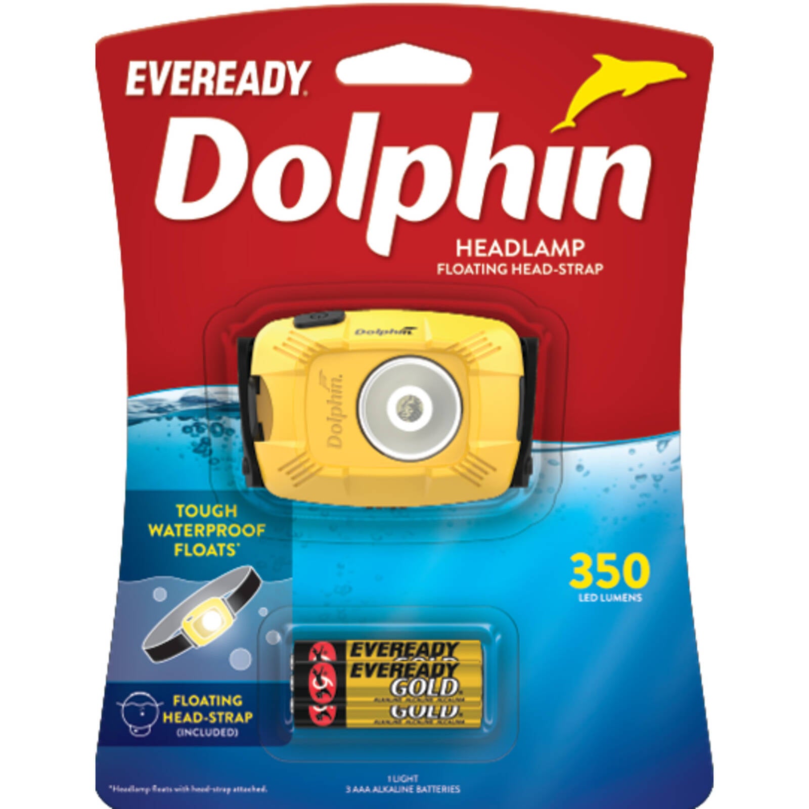 Eveready Dolphin 350 Lumen LED Headlamp DLHD32, Waterproof, Batteries Included