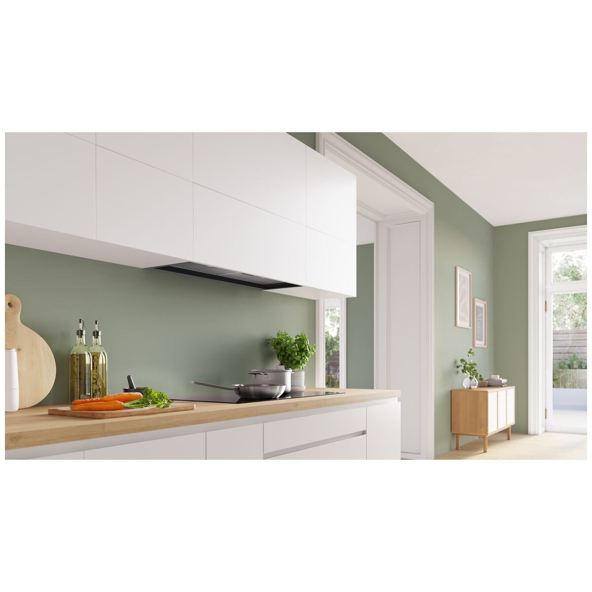 Bosch Series 2 90cm Integrated Rangehood - Matte Black - 384m³/h, 3 Power Levels - DBB93BC60A