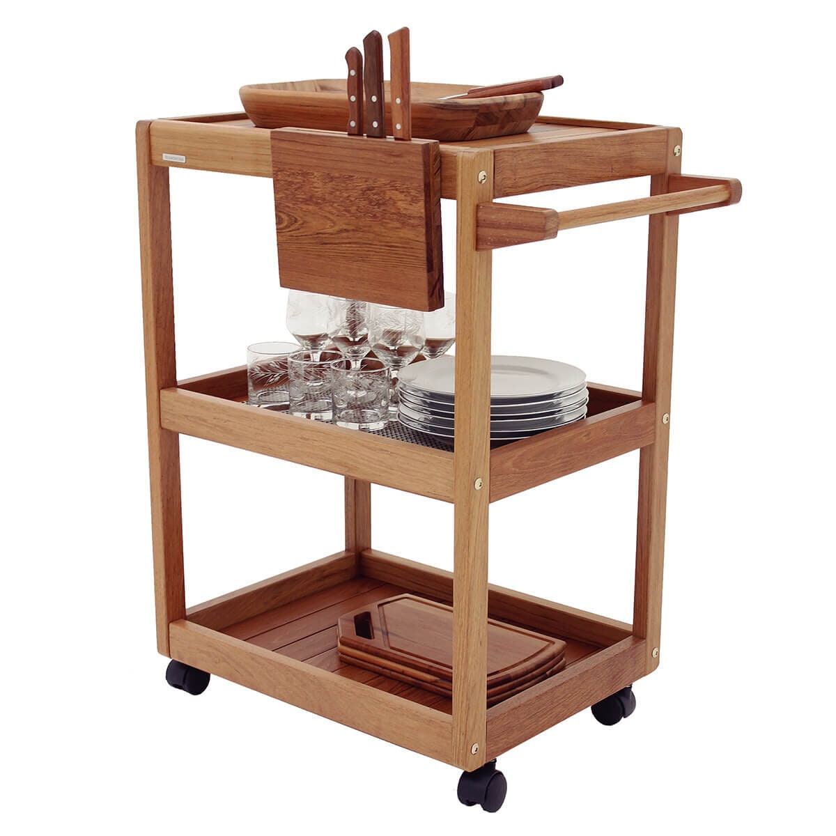 Tramontina Churrasco Serving Trolley - Jatoba Wood - Integrated Knife Block - Caster Wheels - 13198070