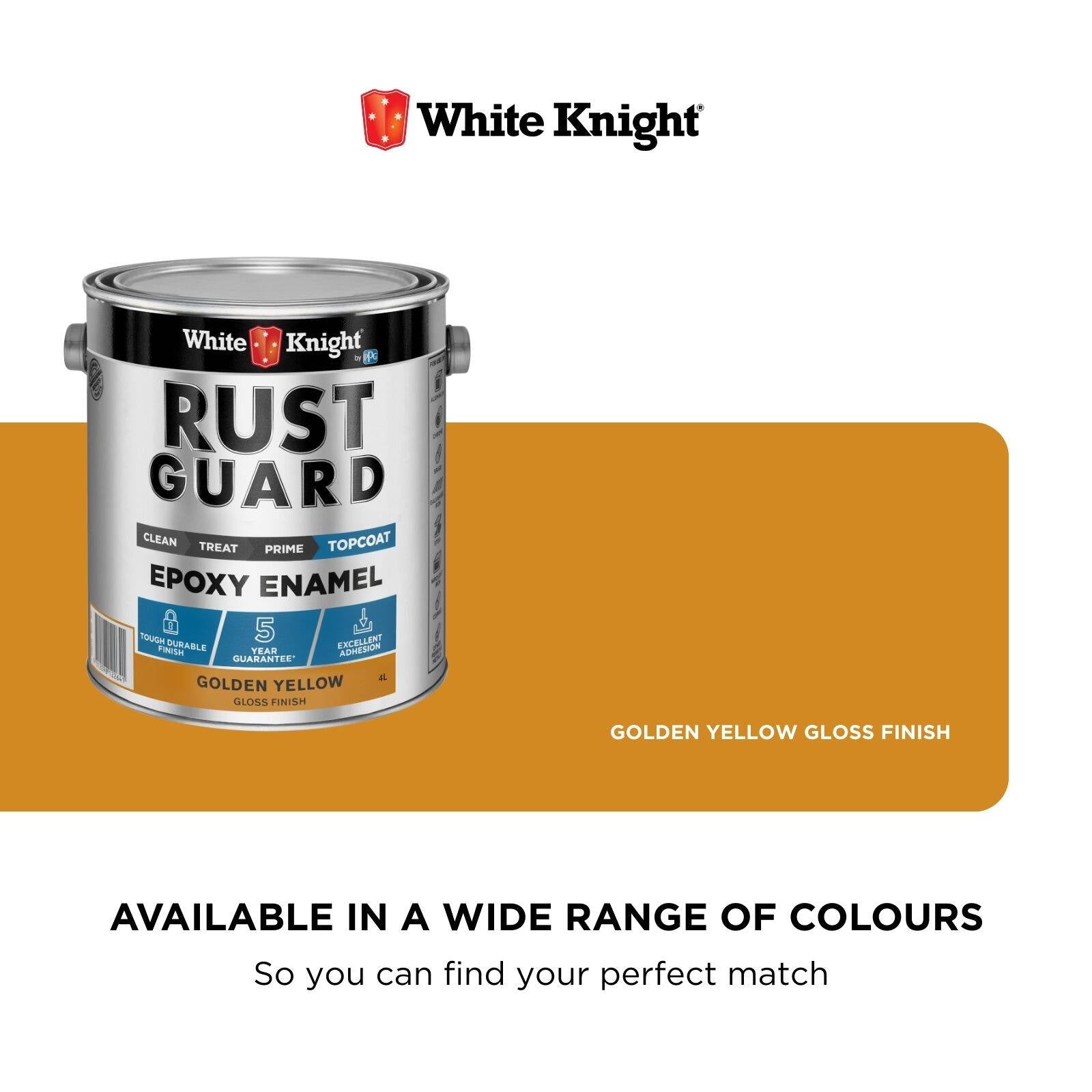 White Knight Rust Guard Epoxy Enamel Gloss Paint Golden Yellow 4L