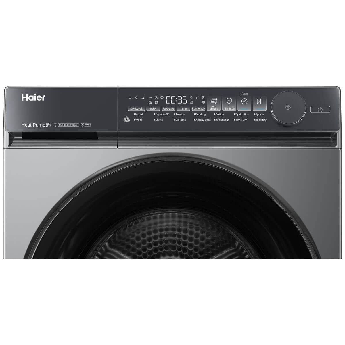 Haier 8kg Heat Pump Dryer - Dark Grey, 8 Star Energy Rating, Ultra Reverse Drum - HDHPS80NB1