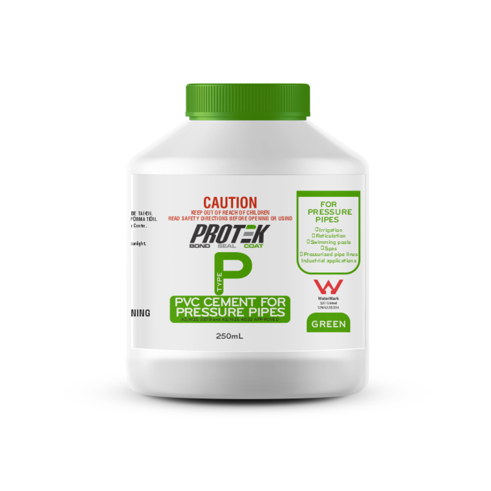 Protek Type P Green PVC Solvent Cement 250ml, For High Pressure PVC-U Pipe