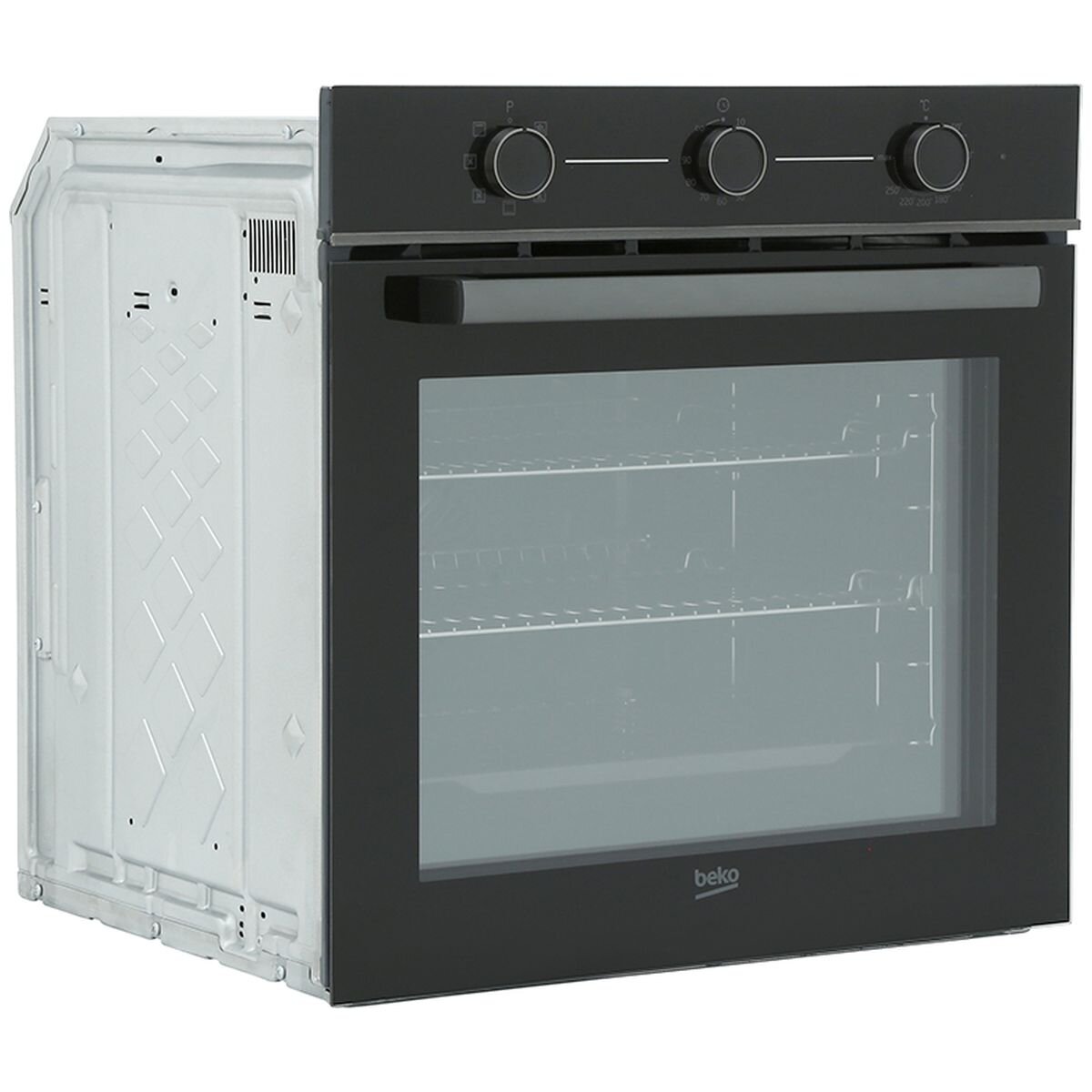 Beko 60cm Built-In Electric Oven - 85L Gross, Aeroperfect, Catalytic Liner, Black Glass - BBO6850MDX