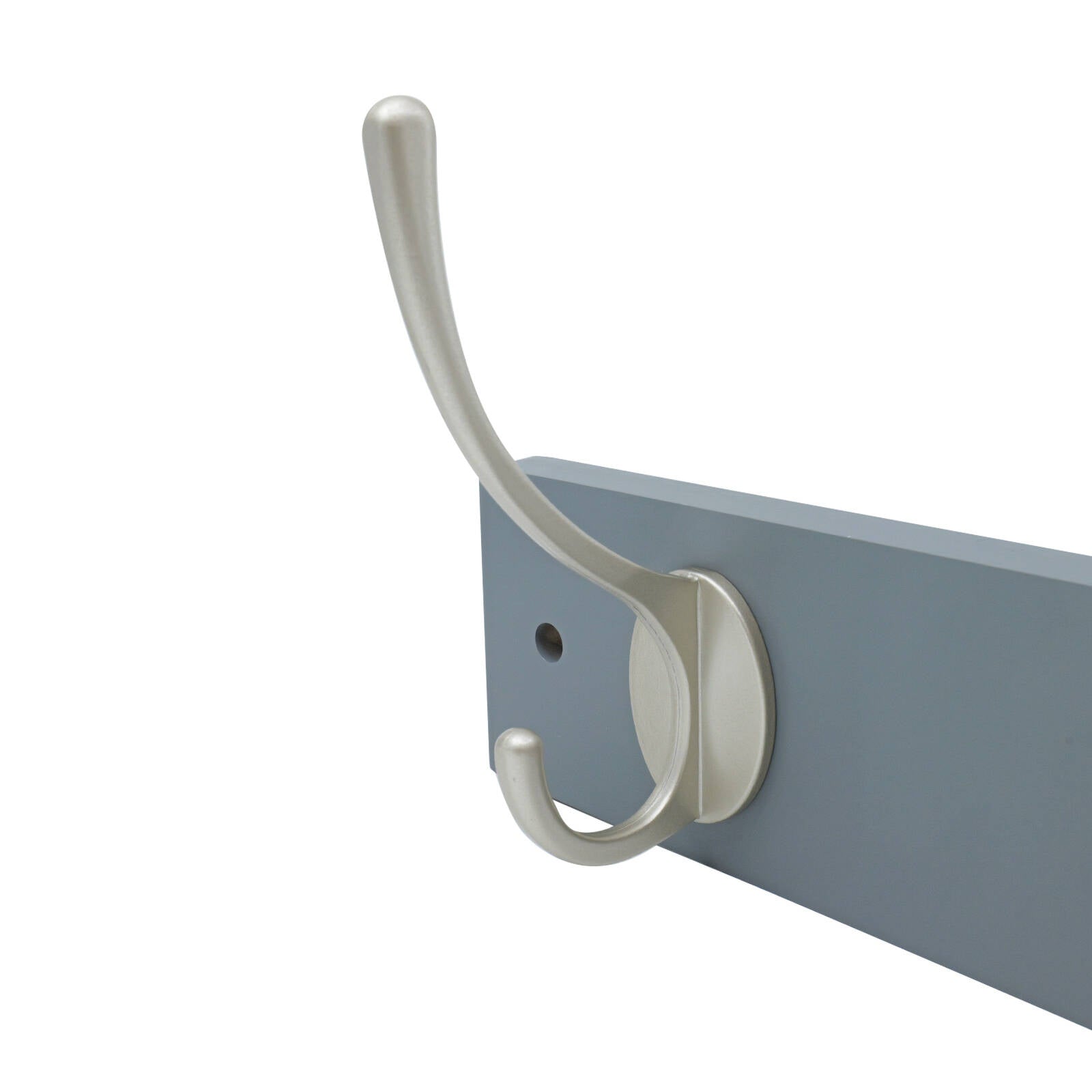 Adoored 4 Double Silver Hook Grey Board Decorative Hook Rack, Timber/Steel