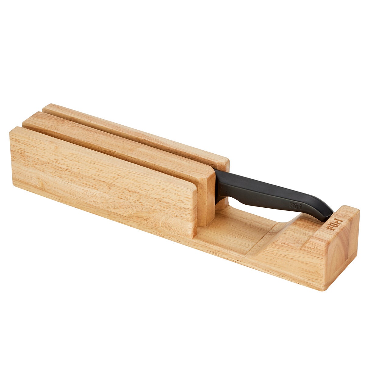 Furi Pro Jet Black 3 Piece Knife Set - Black Knives with Wooden Knife Holder - 41483