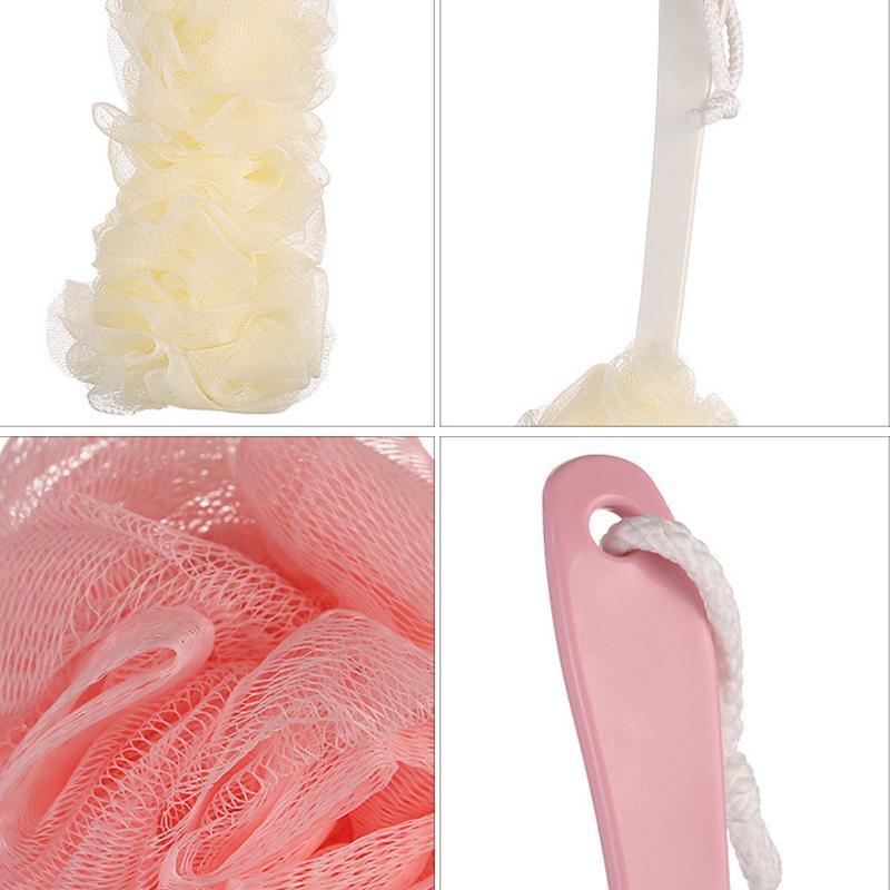 2PCS Long Handle Bath Brush Soft Mesh Sponge Back Scrubber - Pink - view 4