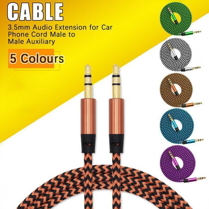 3.5mm Aux Cable 1m Braided Male to Male Audio Lead - Green - view 2