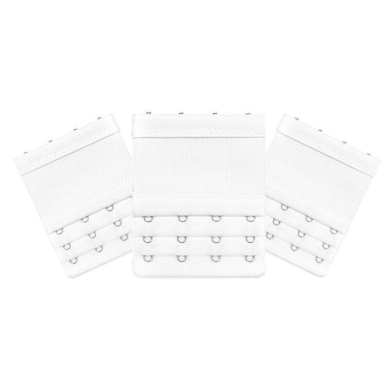 3 Hook Bra Extender, Soft Elastic Bra Extension 3 Pack - White