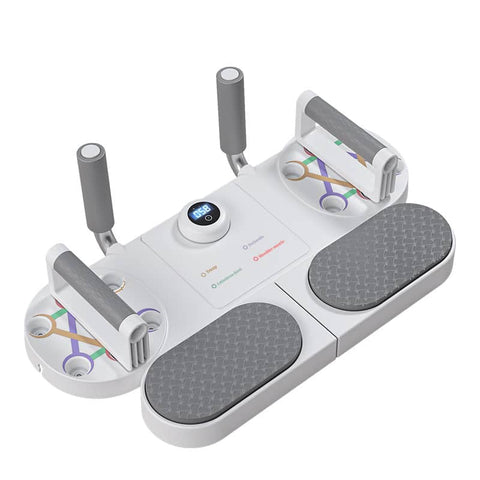 3-In-1 Plank Training Board with Push up Bars - White