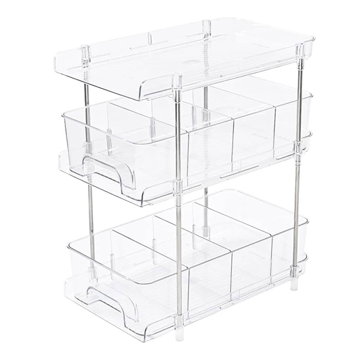 3-Layer Clear Storage Rack with Removable Dividers for Home Organising - view 2