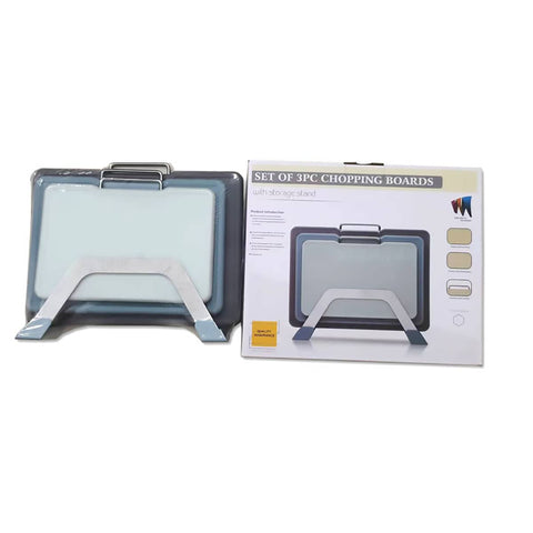 3 Piece Cutting Board Set Double-Sided Chopping Boards - Grey Blue