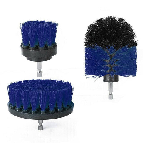 3 Piece Drill Brush Attachment Set - Blue