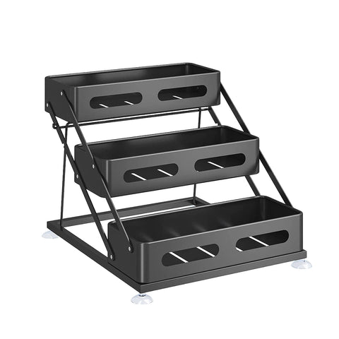 3 Tier Carbon Steel Kitchen Counter Spice Rack - Black