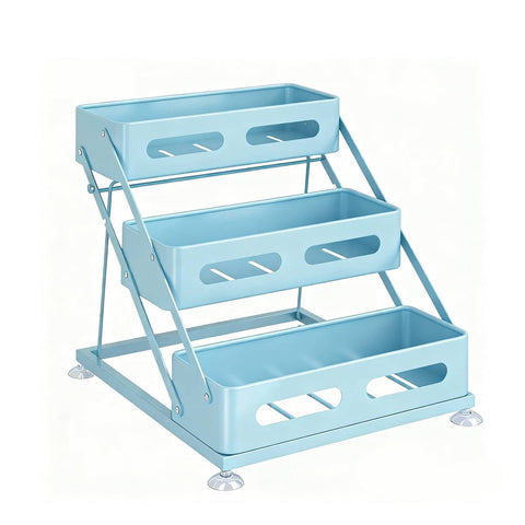 3 Tier Carbon Steel Kitchen Counter Spice Rack - Light Blue