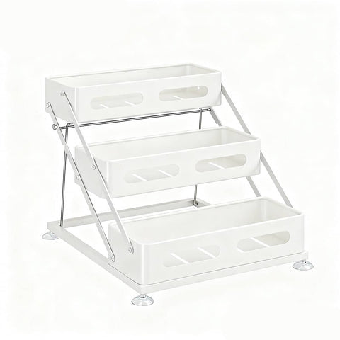 3 Tier Carbon Steel Kitchen Counter Spice Rack - White