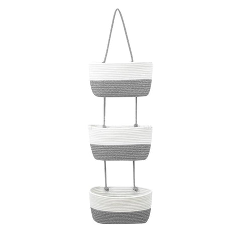3 Tier Wall Mounted Hanging Basket Storage Organiser for Clutter - Without Tassels