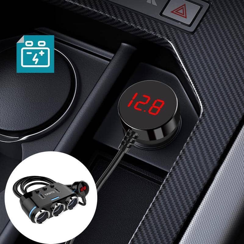 3 Way Car Cigarette Lighter Socket Splitter with Dual USB Ports - view 4
