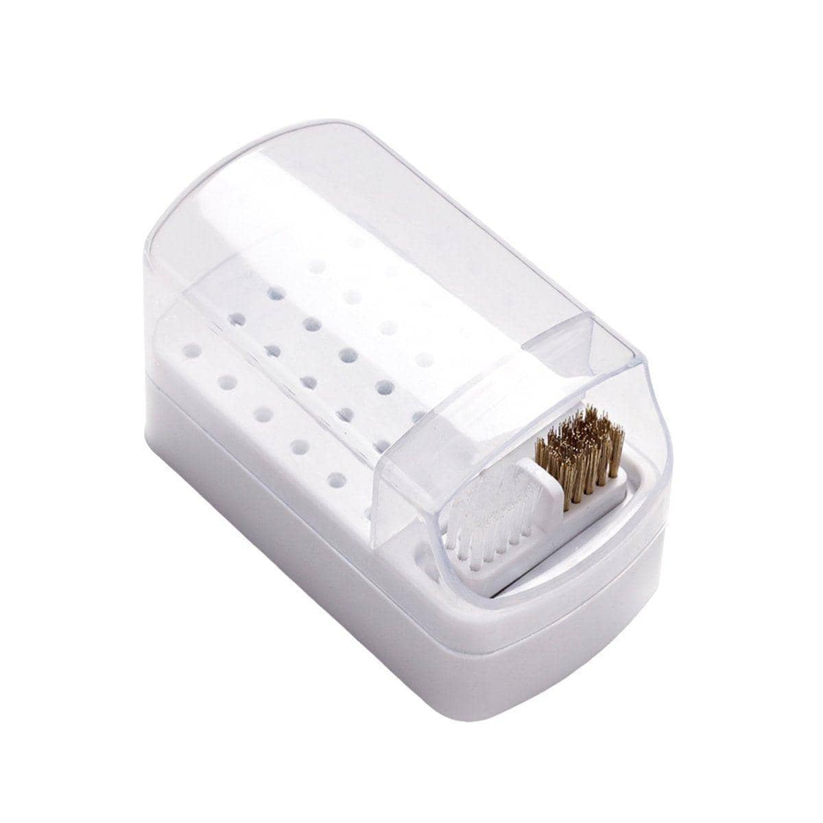 30 Hole Nail Drill Bit Holder with Dustproof Cover - White