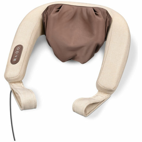 Beurer 4D Neck Massager - Kneading Rollers and Pinch Nodes - Optional Heat - Brown - MG153