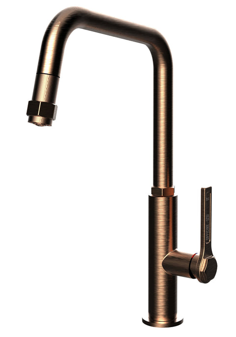 Gessi Officine Pull Out Kitchen Mixer Tap - Copper Brushed - 360° Swivel Spout - 5 Star WELS - 60053COB