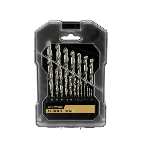 Craftright 19 Piece HSS Drill Bit Set 1mm to 10mm with Storage Case