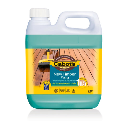 Cabot's 4L New Timber Prep, Water Wash-Up Exterior Timber Preparation, Tintable