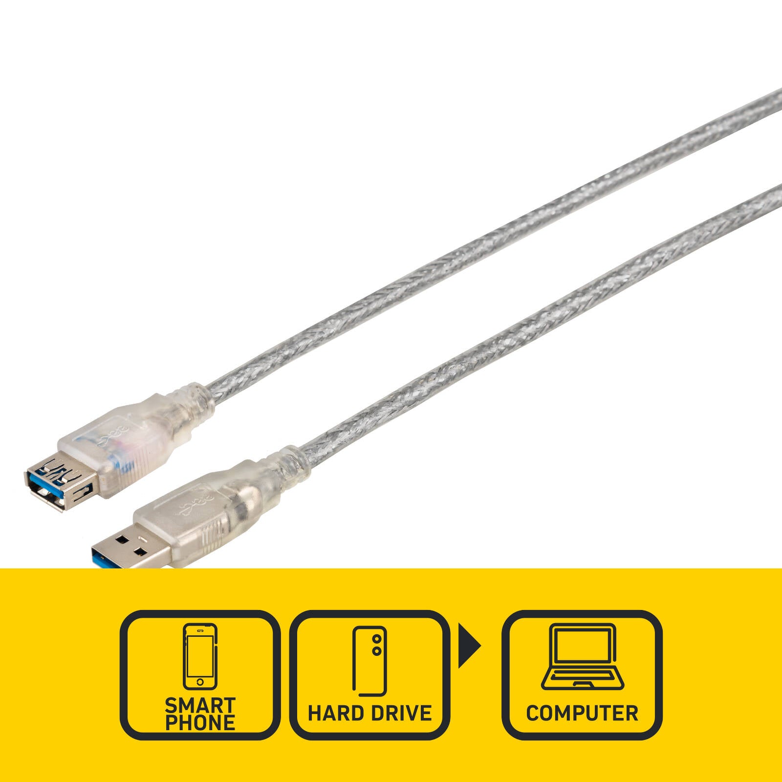 Antsig 5m USB-A Male to USB-A Female Extension Cable Silver