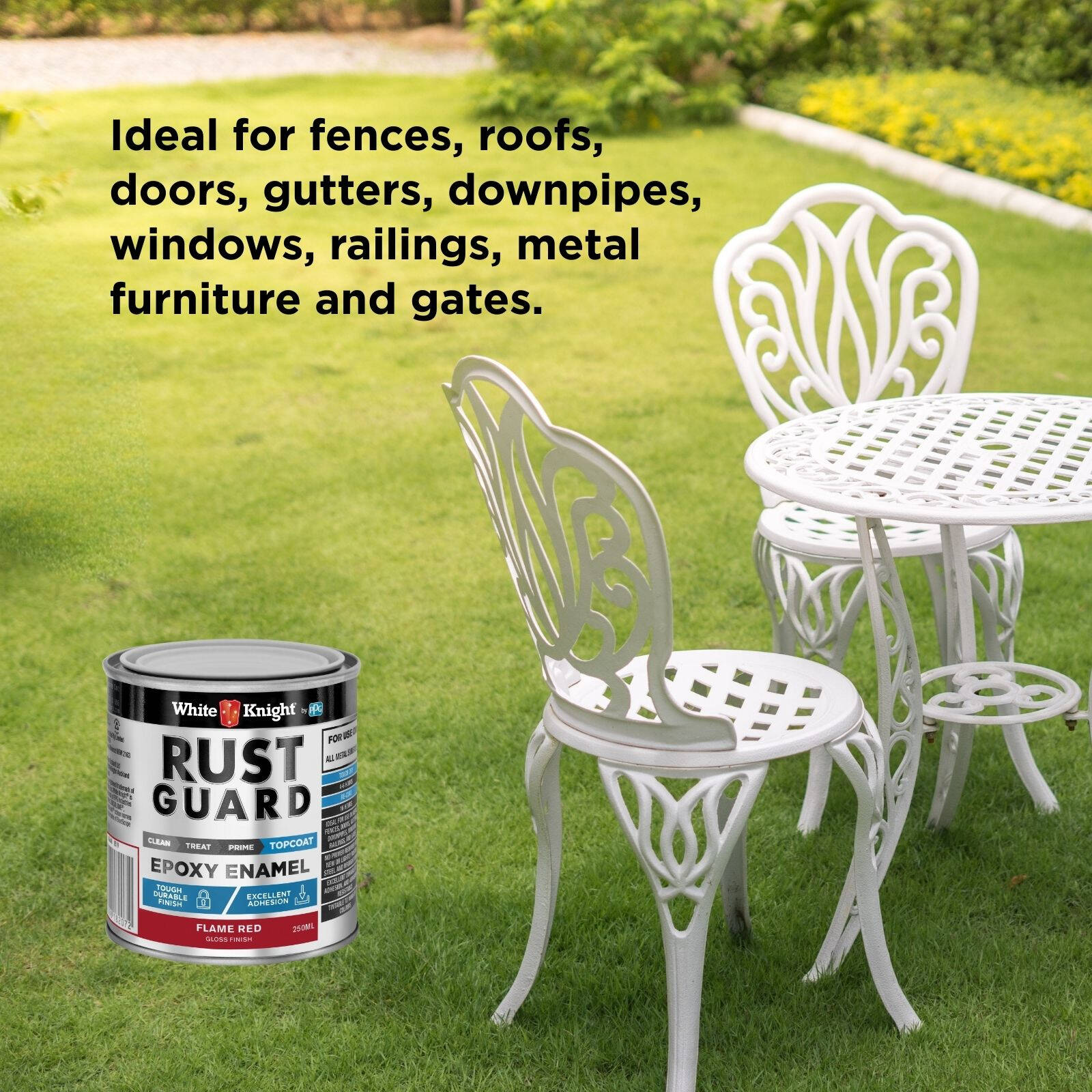 White Knight Rust Guard 250ml Flame Red Gloss Epoxy Enamel Paint