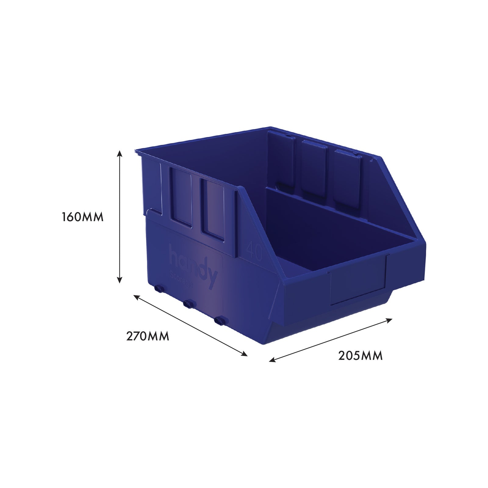 Handy Storage Size 40 Plastic Storage Tote Blue Stackable Bin