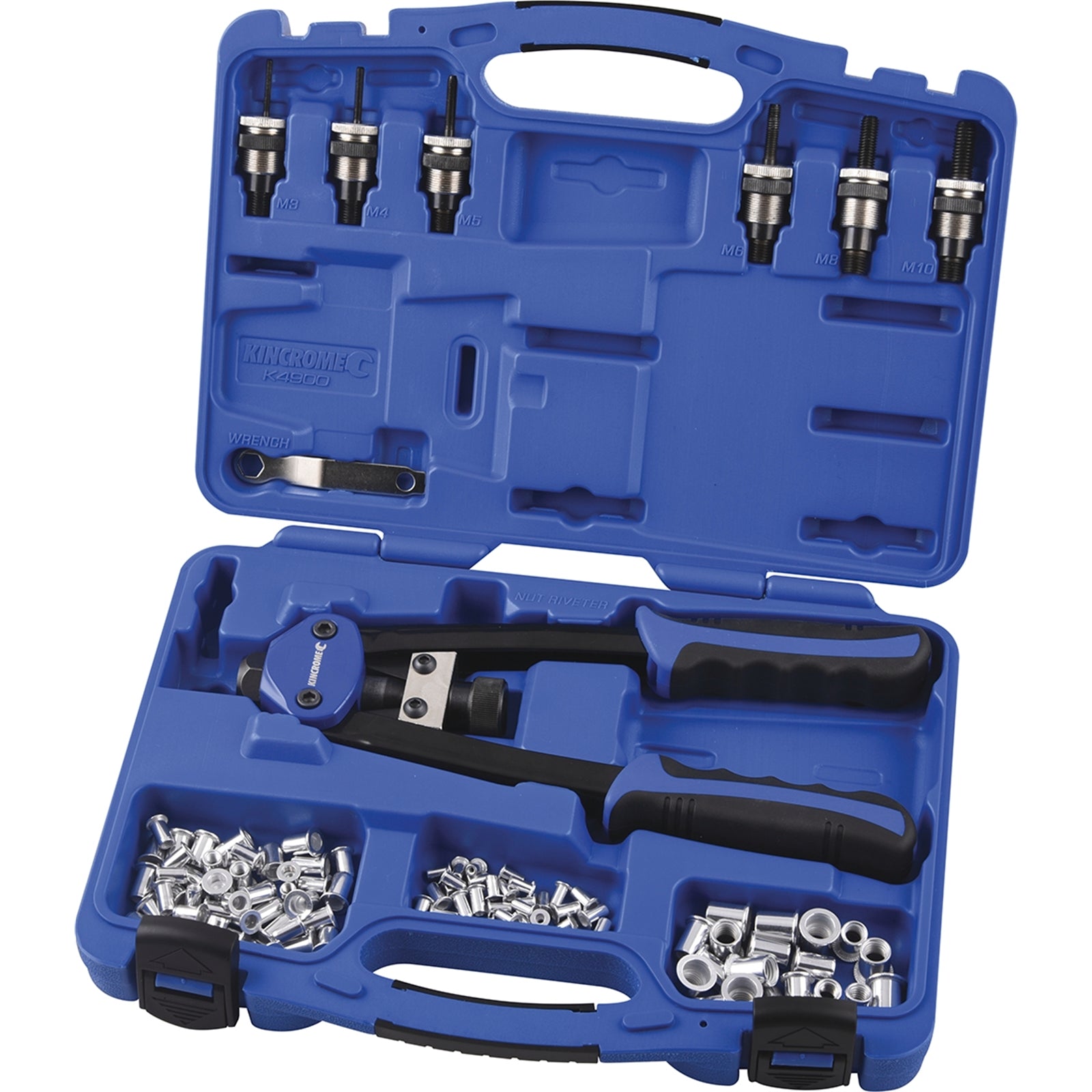 Kincrome 68 Piece Twin Handle Nut Riveter Kit K4900, Zinc-Coated Steel, Rivets Included