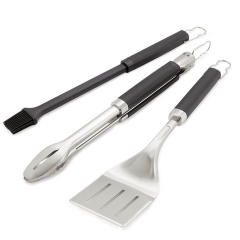 Weber Precision 3-piece grill set - tongs, spatula and silicone basting brush, dishwasher safe - 6772